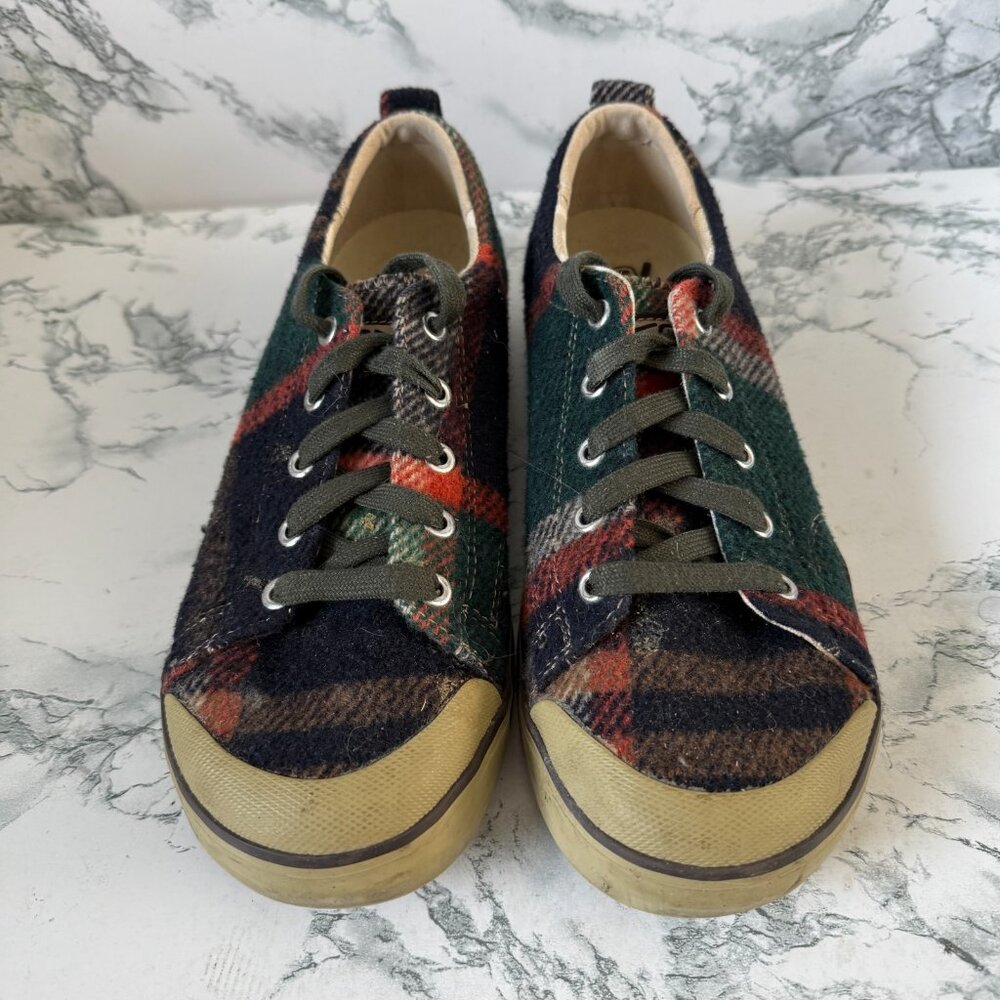 Keen Women 8 Elsa Sneakers Shoe Tartan Plaid Wool Fabric Casual Lace Up Low Top - Picture 2 of 8